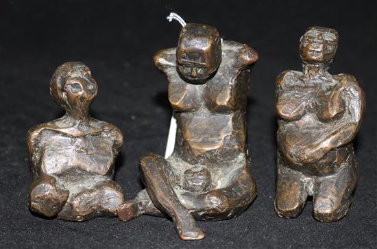 BHD (fl.1950s). Three bronze sculptures, largest 9cm